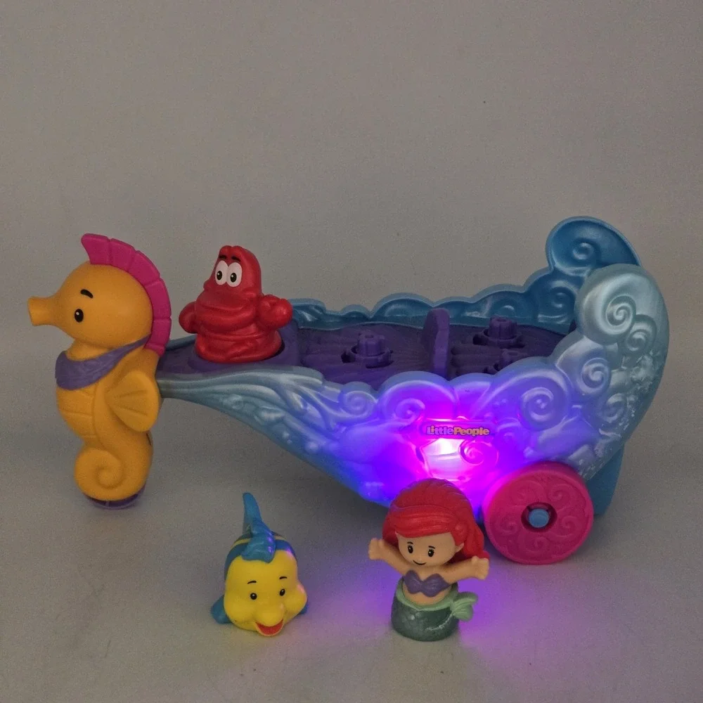 Disney Little People Little Mermaid Ariel's Sea Carriage Complete Works Flounder